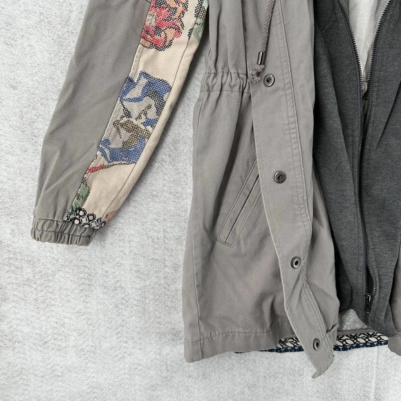 Skies Are Blue Jacket XS Embroidered Utility Gray Floral Barn Chore Coat - Picture 5 of 16